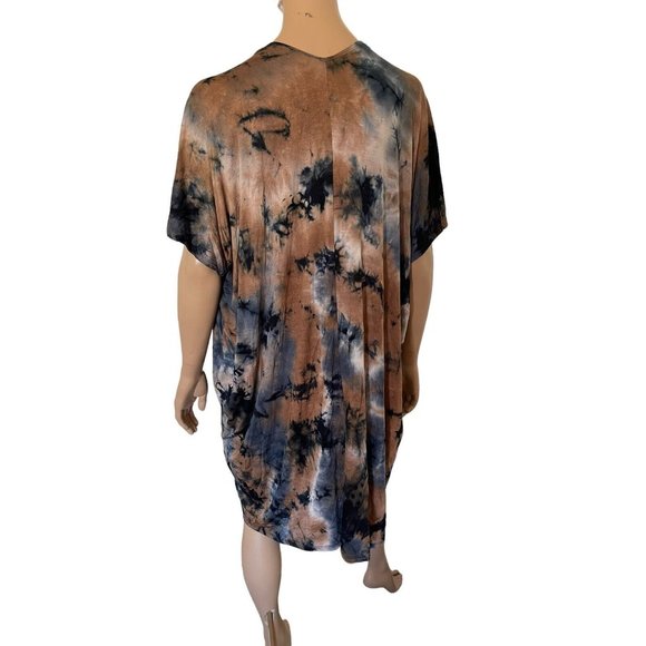 NWT Mauve Open Front Tie Dye Cardigan Oversized Blue Brown Gray Jacket -  Size M - Picture 5 of 6
